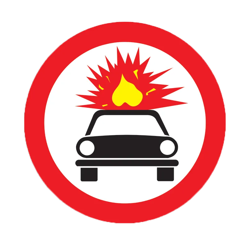 C42 - Accesul interzis autovehiculelor care transportă substanțe explozive sau ușor inflamabile (Ø60 cm - CLASA I)