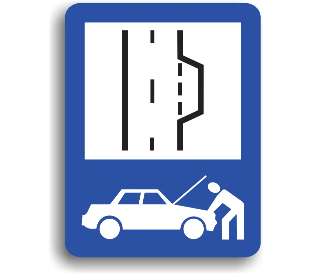 Refugiu rezervat depanării, indicatoare rutiere