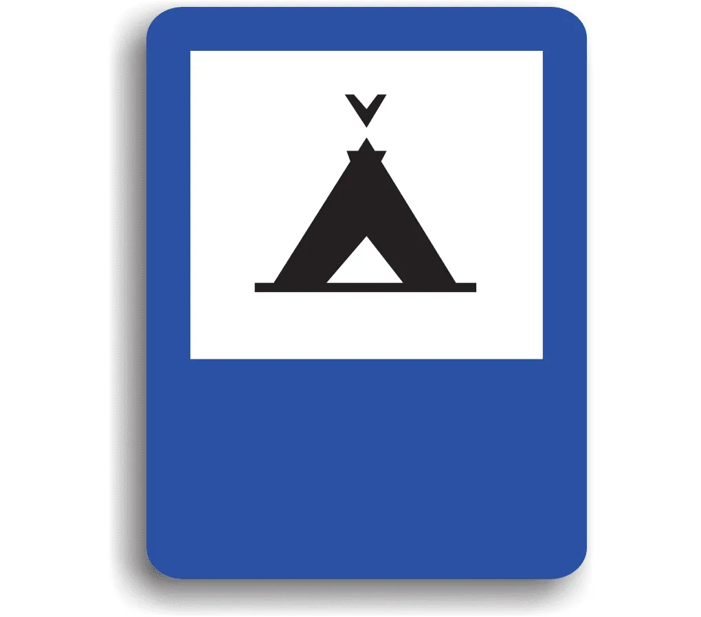 Teren pentru camping (tabără turistică), indicatoare rutiere