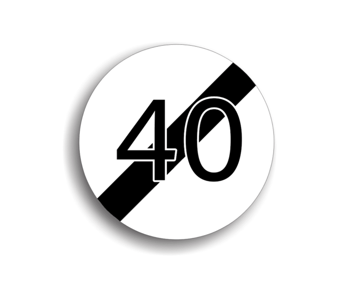 Sfârșitul limitării de viteză 40 km/h, indicatoare rutiere