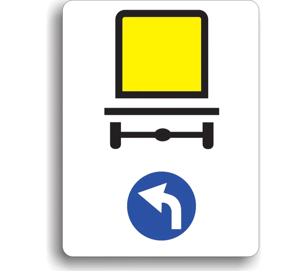 Direcție obligatorie pentru vehicule care transportă mărfuri periculoase, indicatoare rutiere