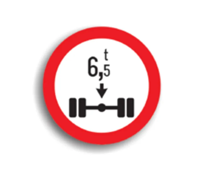 Accesul interzis vehiculelor cu masă mai mare de 6.5 tone pe axa simplă motoare, indicatoare rutiere