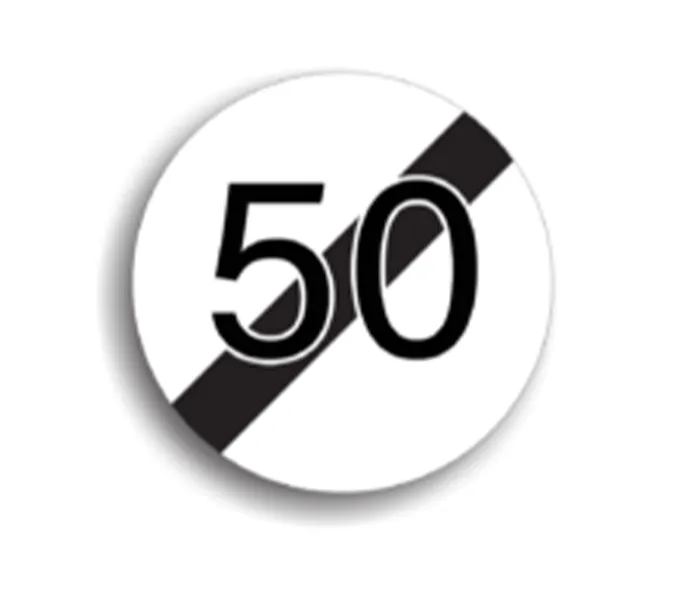 Sfârșitul limitării de viteză 50 km/h, indicatoare rutiere
