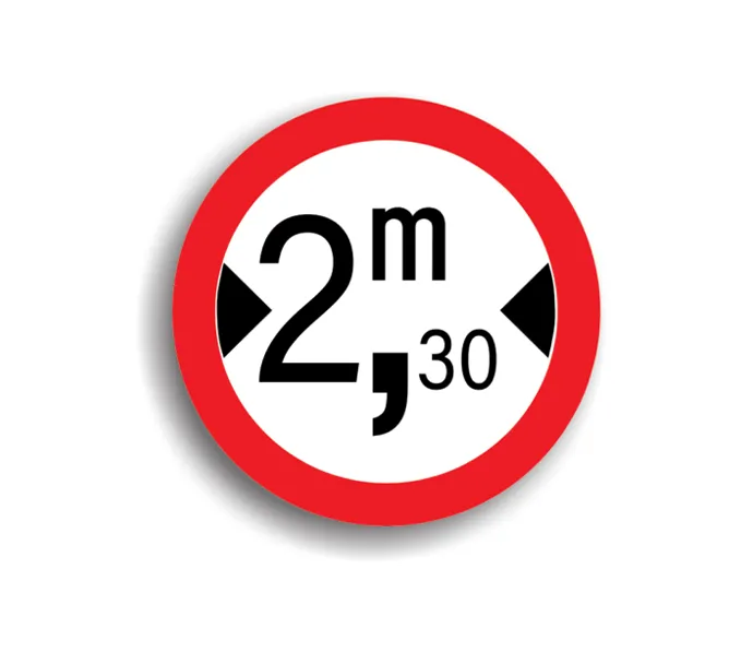C16 - Accesul interzis vehiculelor cu lățimea mai mare de 2.3 M (Ø60 cm - CLASA I)