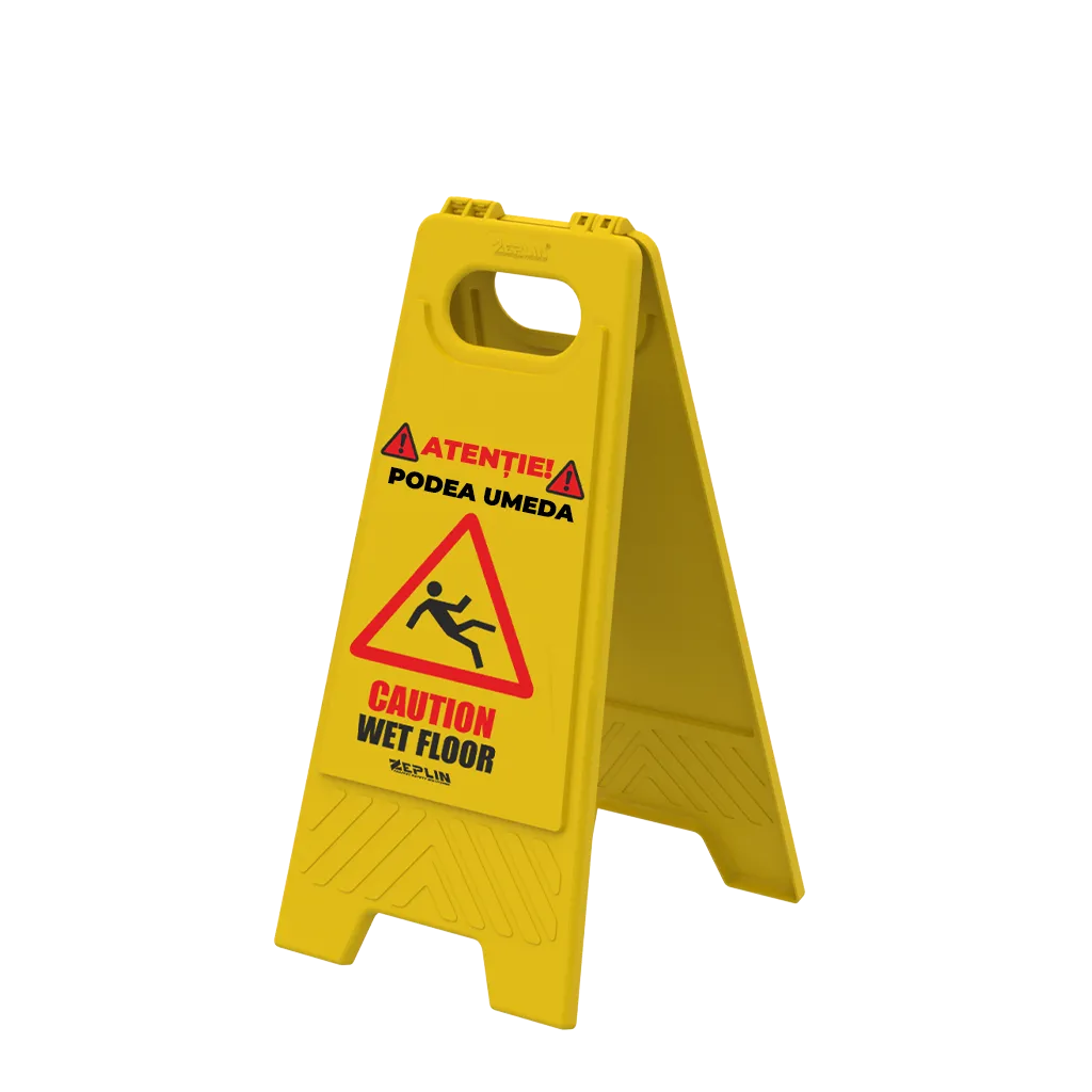 Panou indicator avertizare „Podea umedă / Wet floor”
