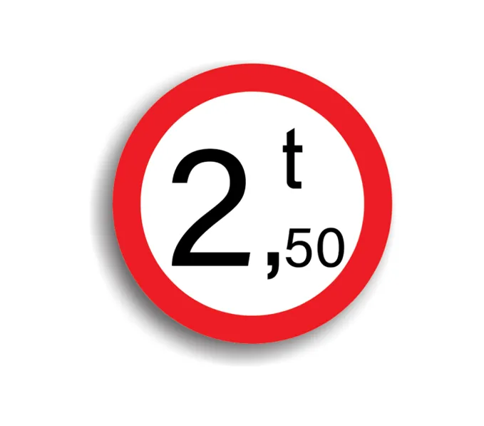 C18 - Accesul interzis vehiculelor cu masă mai mare de 2.5 T (Ø60 cm - CLASA I)