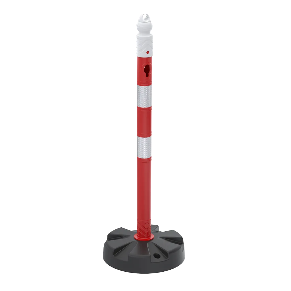 Stâlp Mobil din PPC cu bază din PVC, Ø6.3×100 cm, 2 folii reflectorizante