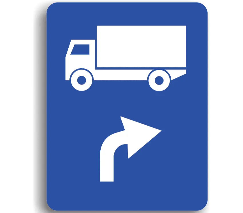 F17a - Traseu de urmat pentru un anumit tip de autovehicule (65x85 cm - CLASA I)