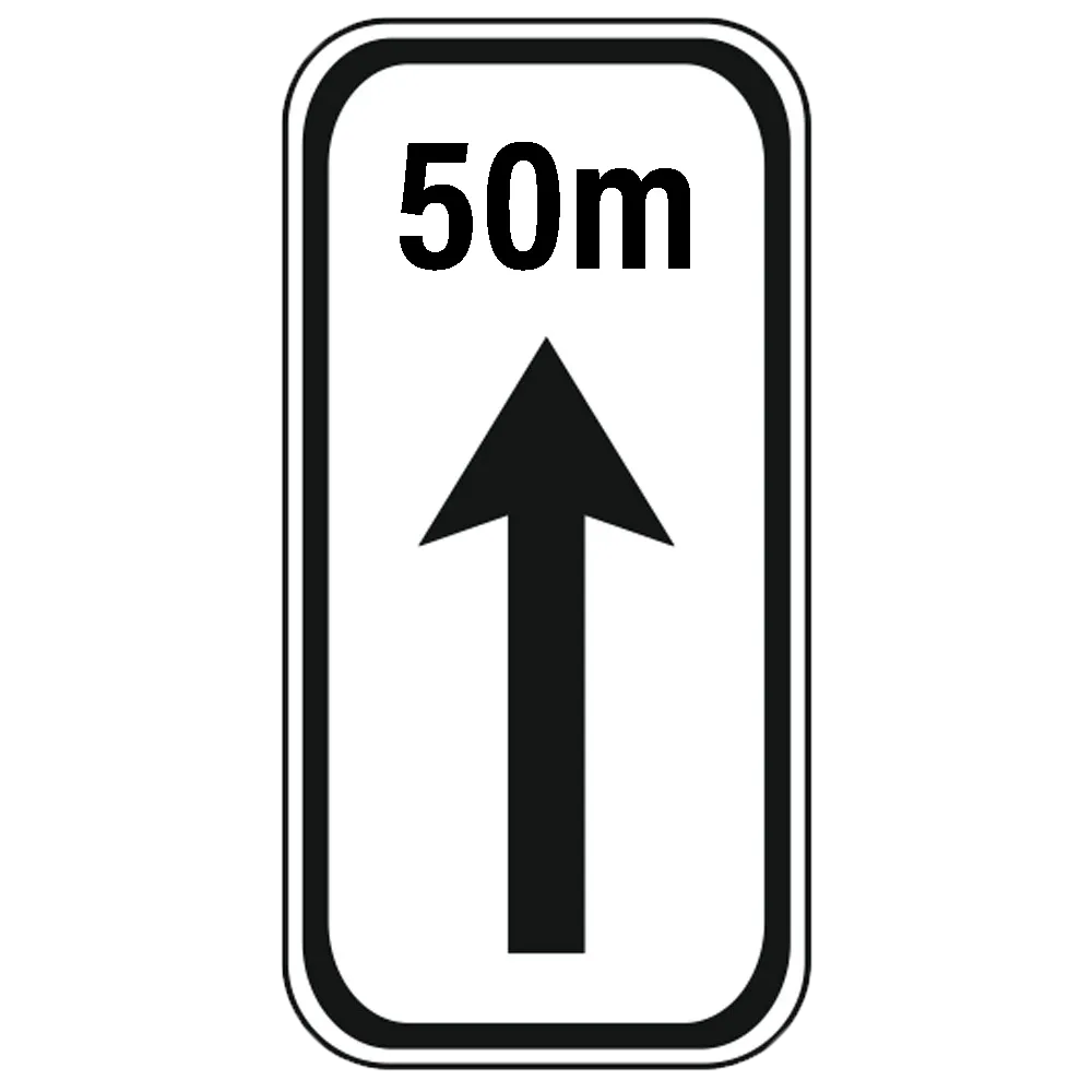 P9 - Începutul și lungimea zonei de acțiune a indicatorului - 50 m (15x30 cm - CLASA I)