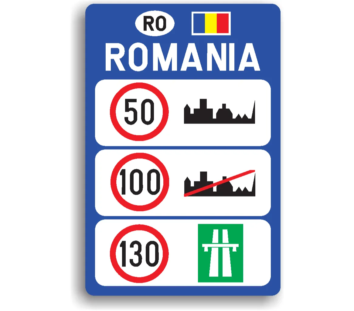 Limite generale de viteză, indicatoare rutiere