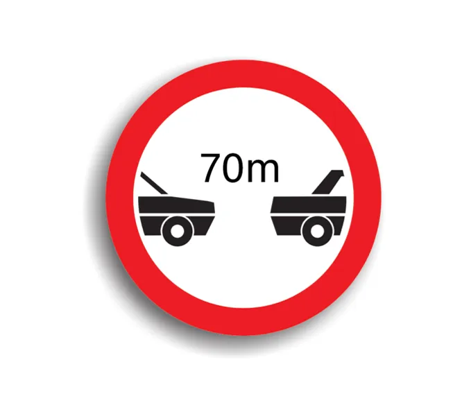 C21 - Interzis autovehiculelor de a circula fără a menține între ele un interval de cel puțin 70 M (Ø60 cm - CLASA I)