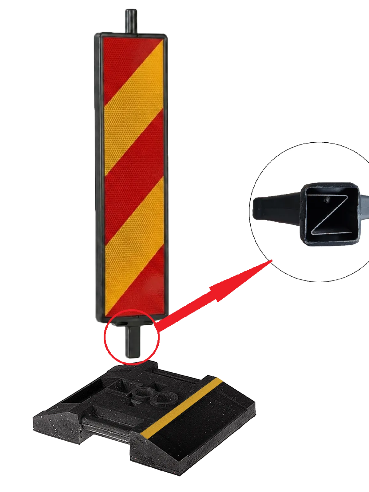 Baliză Direcțională Stânga/Dreapta cu Suport 15 Kg, include Z metal și benzi reflectorizante, CLASA I