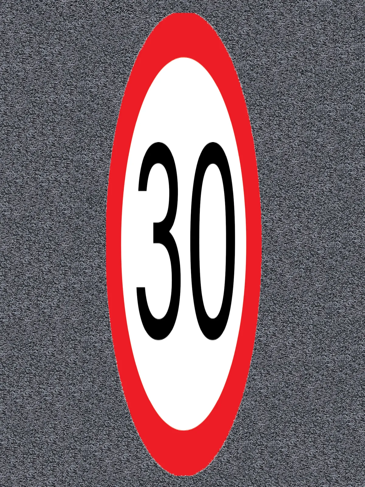 Preformate Termoplastice Aplicate la Cald, Inscripție Limitare de viteză 30 km/h, 100×300 cm