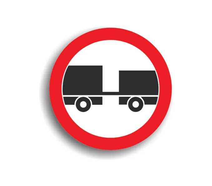 C8 - Accesul interzis autovehiculelor cu remorcă, cu excepția celor cu semiremorcă sau cu remorcă cu o osie (Ø60 cm - CLASA I)