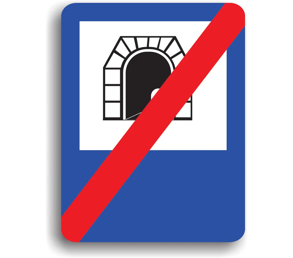 End of tunnel, road signs