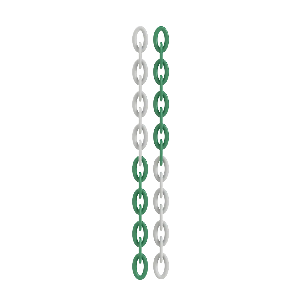 Lanț din Plastic Rola, Verde+Alb, 6mm x 25m