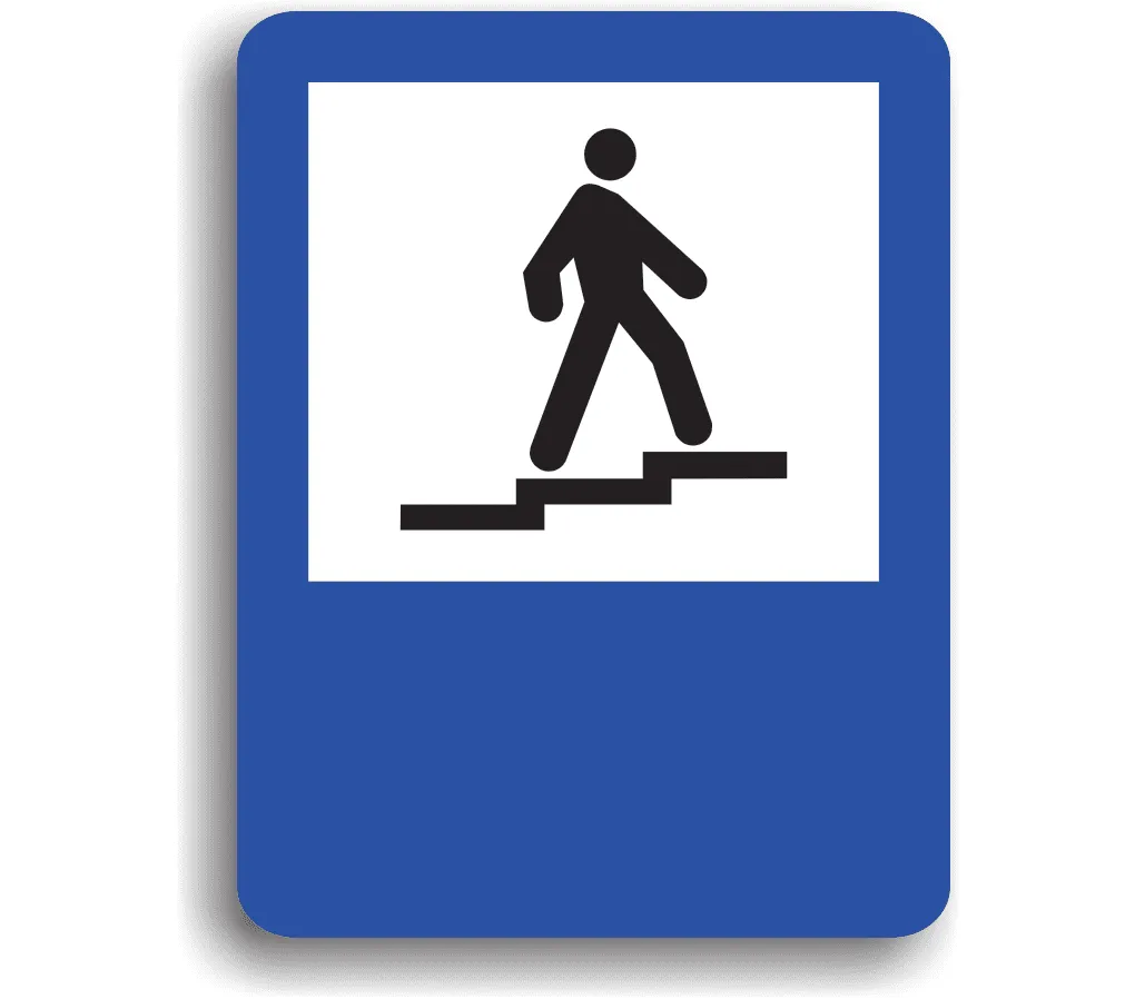 Pasarelă pentru pietoni, indicatoare rutiere