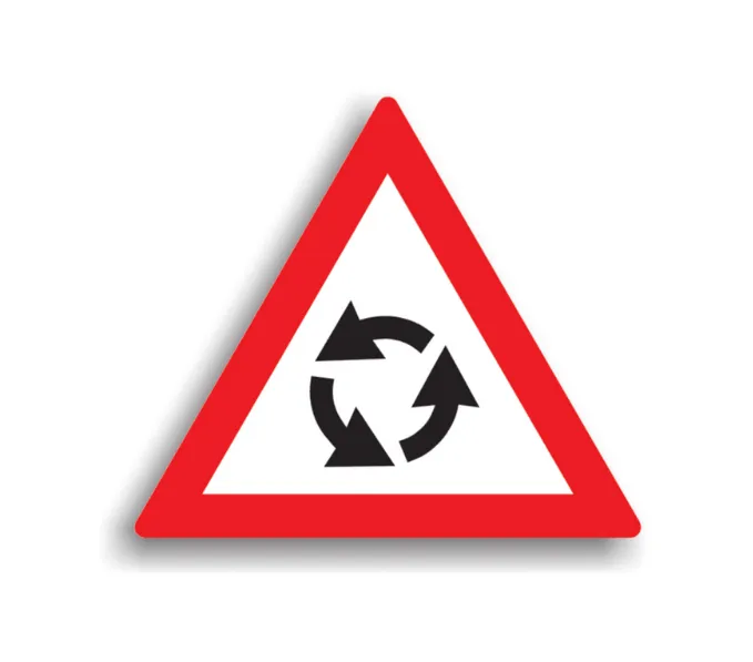 A38 - Presemnalizare intersecție cu sens giratoriu (90 cm - Clasa II)