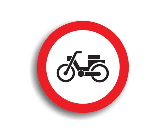 Accesul interzis mopedelor (ciclometrelor), indicatoare rutiere