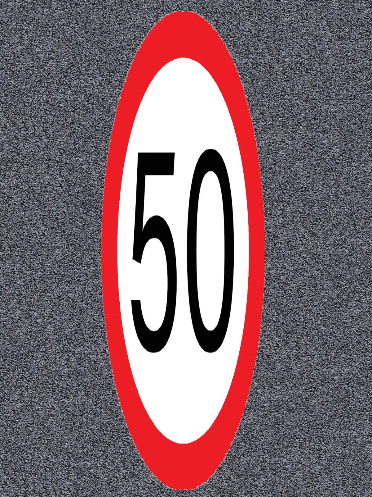 Preformate Termoplastice Aplicate la Cald, Inscripție Limitare de viteză 50 km/h, 100×300 cm