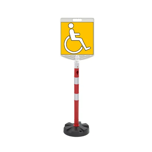 Set Stâlp Mobil Ø6.3×120 cm cu Indicator Parcare pentru Persoane cu Handicap (Plastic)