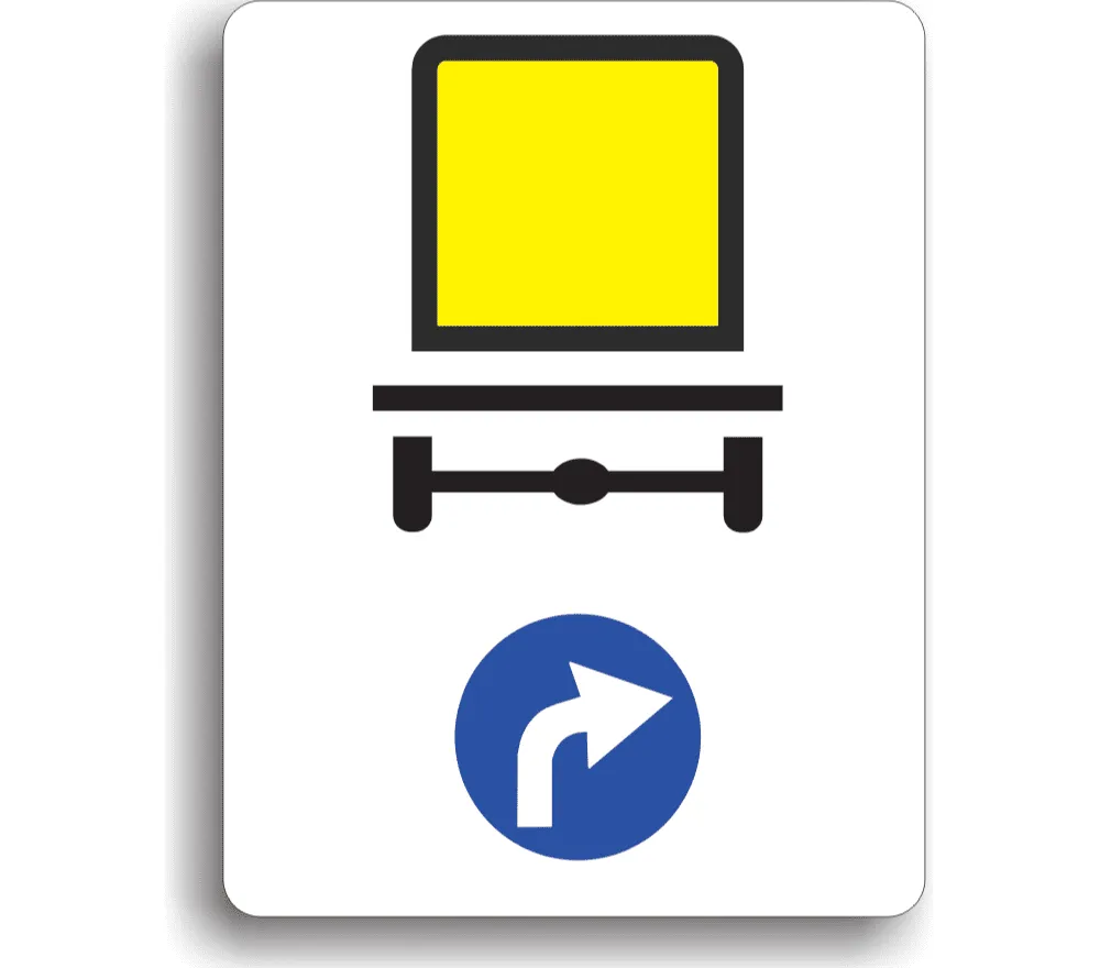 Direcție obligatorie pentru vehicule care transportă mărfuri periculoase, indicatoare rutiere