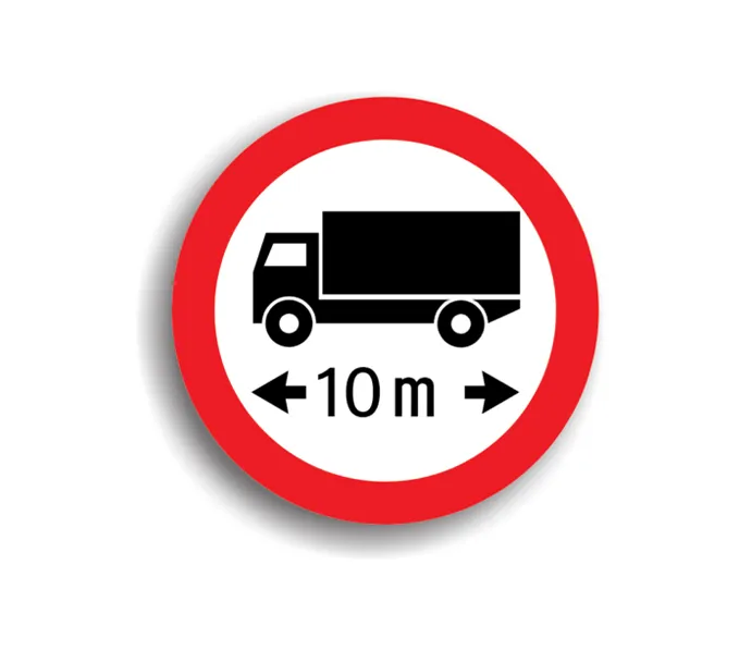C20 - Accesul interzis autovehiculelor sau ansamblurilor de vehicule cu lungimea mai mare de 10 M (Ø60 cm - CLASA I)