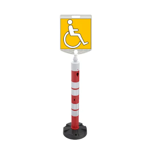 Set Stâlp Mobil Ø11×120 cm cu Indicator Parcare pentru Persoane cu Handicap (Plastic)