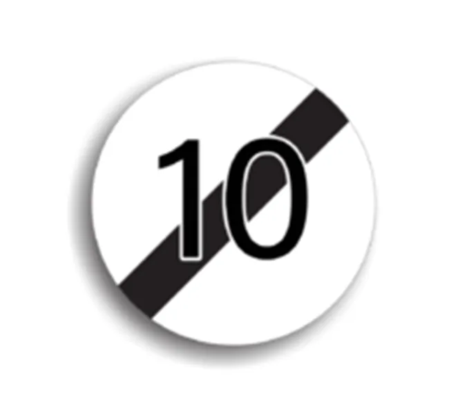 Sfârșitul limitării de viteză 10 km/h, indicatoare rutiere