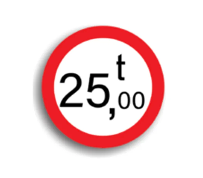 C18 - Accesul interzis vehiculelor cu masă mai mare de 25 T (Ø60 cm - CLASA I)