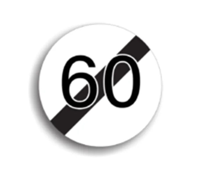 Sfârșitul limitării de viteză 60 km/h, indicatoare rutiere