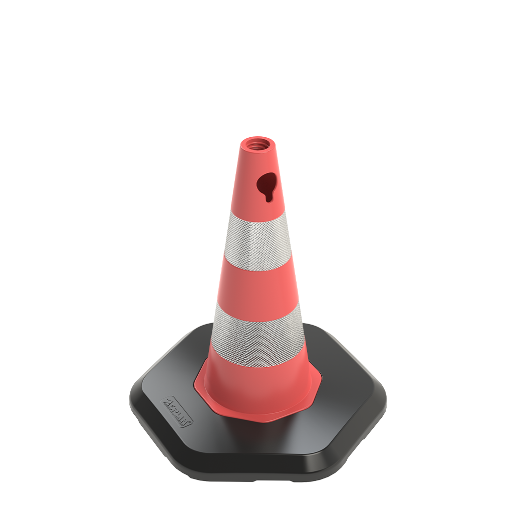 Conuri de Trafic, PVC, 50 cm, 2 folii reflectorizante, bază cu greutate