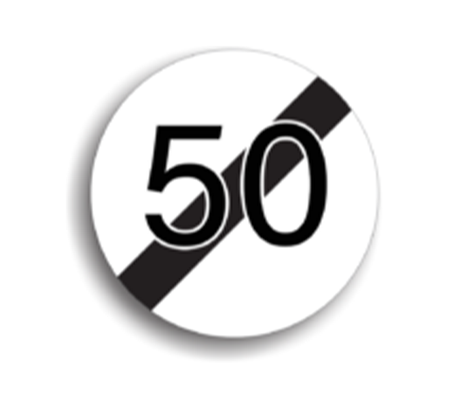 Sfârșitul limitării de viteză 50 km/h, indicatoare rutiere