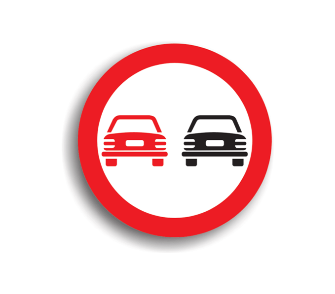 C25 - Depășirea autovehiculelor, cu excepția motocicletelor fără ataș, interzisă (Ø80 cm - Clasa II)