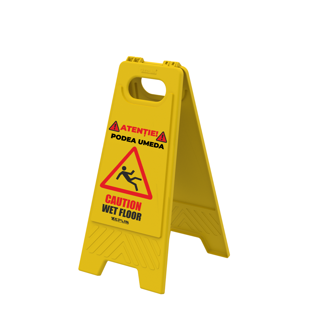 Panou indicator avertizare „Podea umedă / Wet floor”