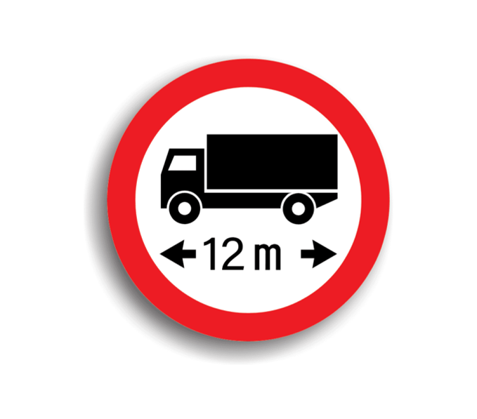 C20 - No entry for vehicles or vehicle combinations longer than 12 M (Ø60 cm - CLASS I)
