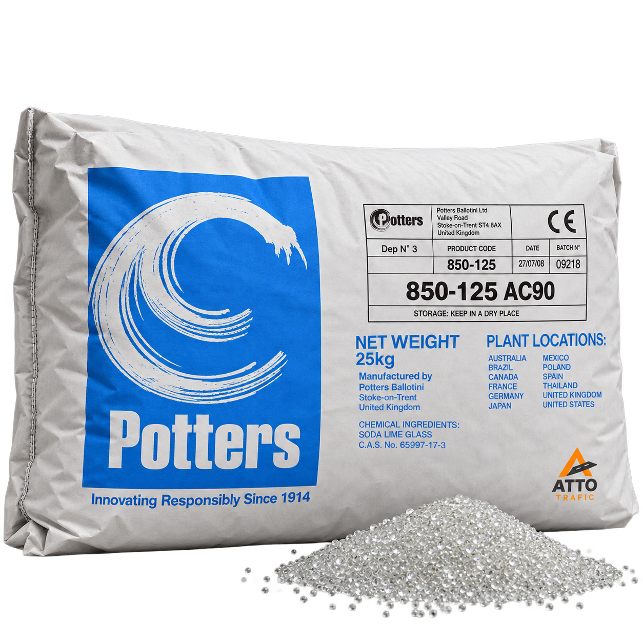 Microbile de Sticlă pentru Marcaje Rutiere, 850-125 AC90, 25 kg