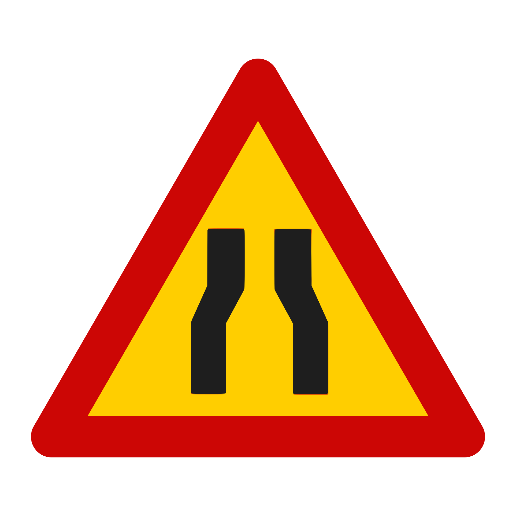 U1 Temporary Sign – Road Narrows on Both Sides, 70 cm, Class I