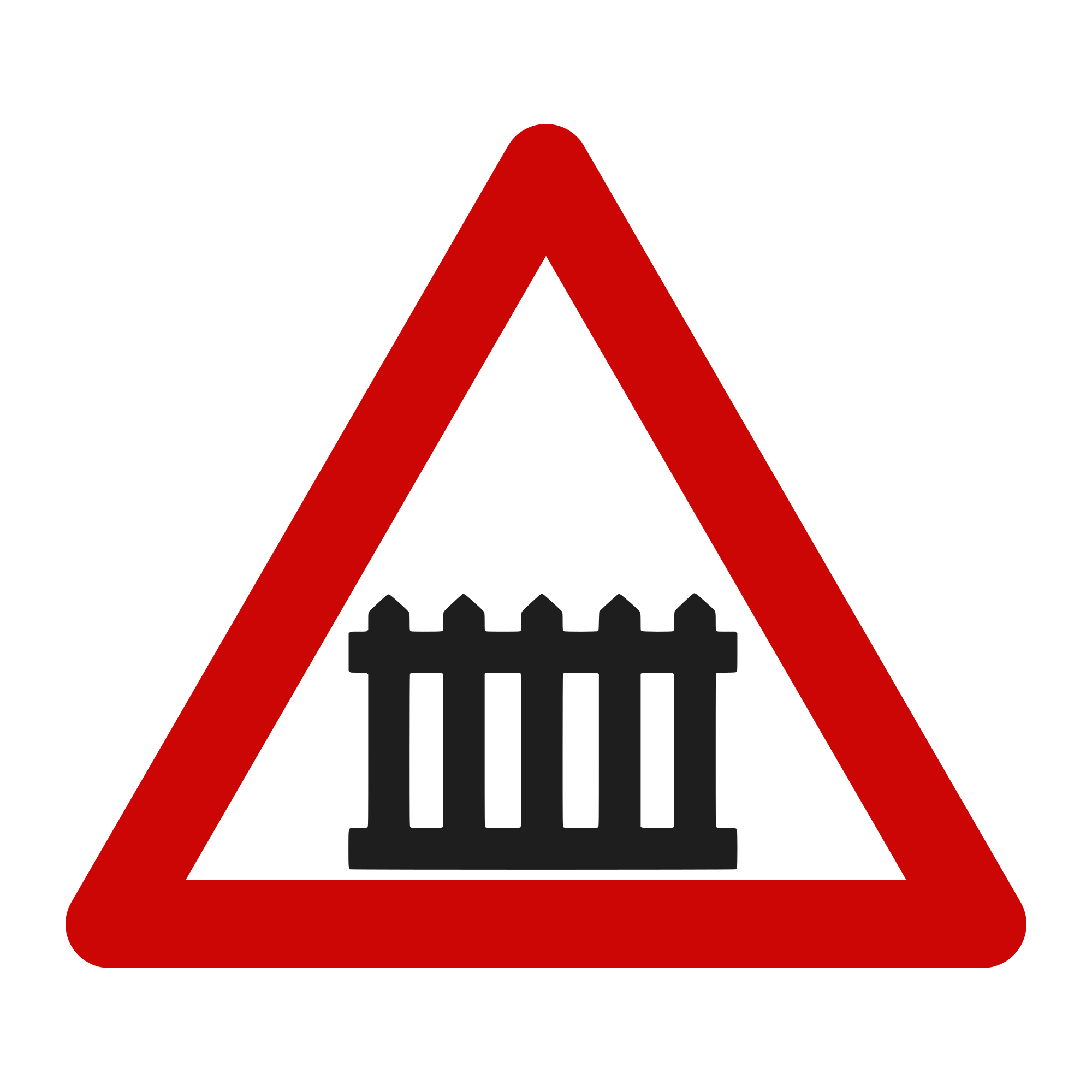 A39 Warning Sign – Level Crossing with Barriers, 70 cm, Class I