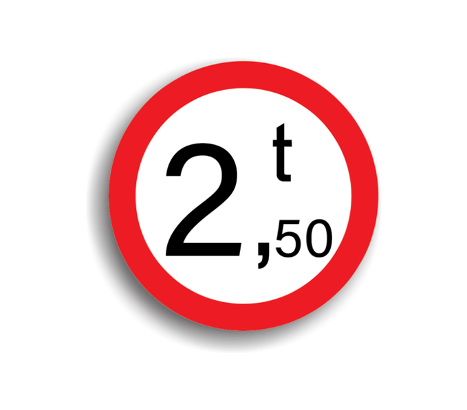 C18 - No entry for vehicles heavier than 2.5 T (Ø60 cm - CLASS I)