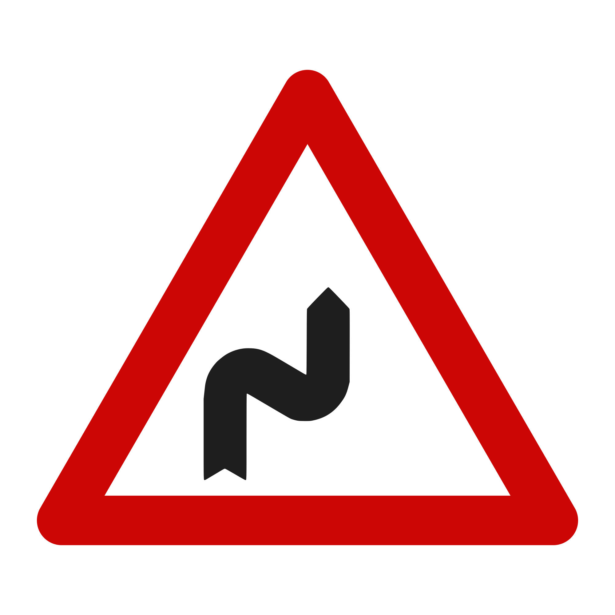 Indicator A4 – Curbă dublă, prima la dreapta, 70 cm, Clasa I