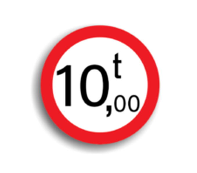 C18 - Accesul interzis vehiculelor cu masă mai mare de 10 T (Ø60 cm - CLASA I)