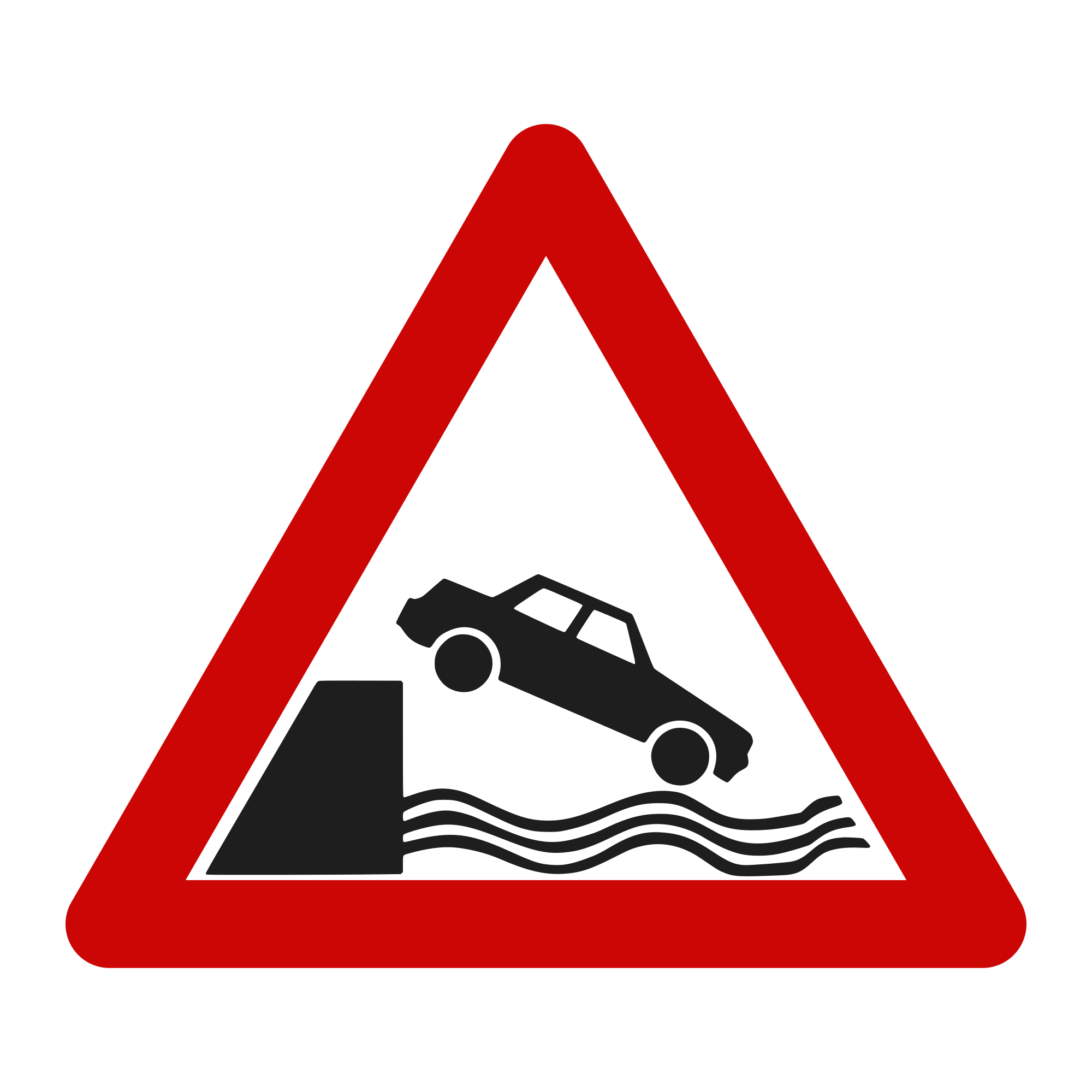 A16 Warning Sign – Quayside or Riverbank, 70 cm, Class I