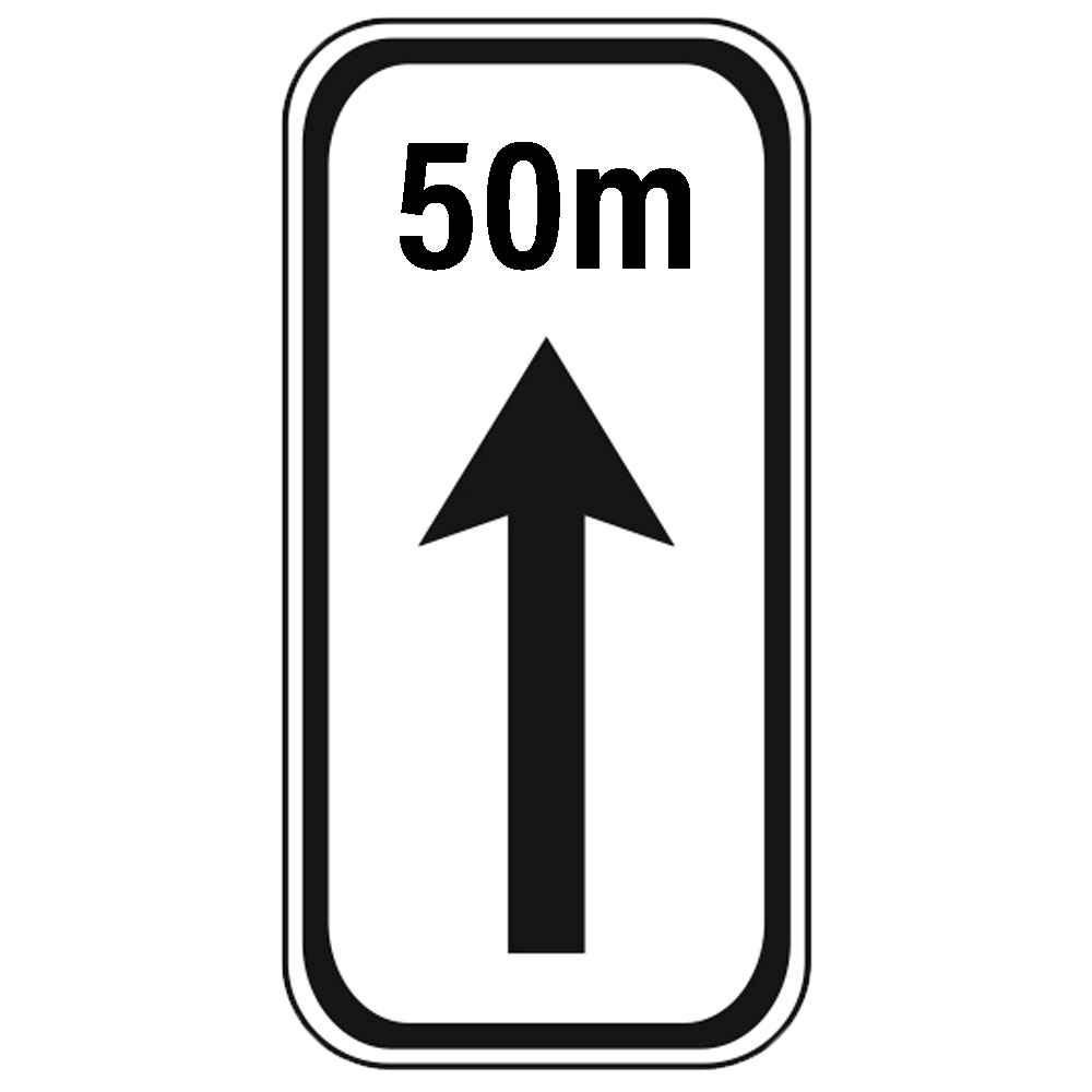 P9 - Începutul și lungimea zonei de acțiune a indicatorului - 50 m (15x30 cm - CLASA I)