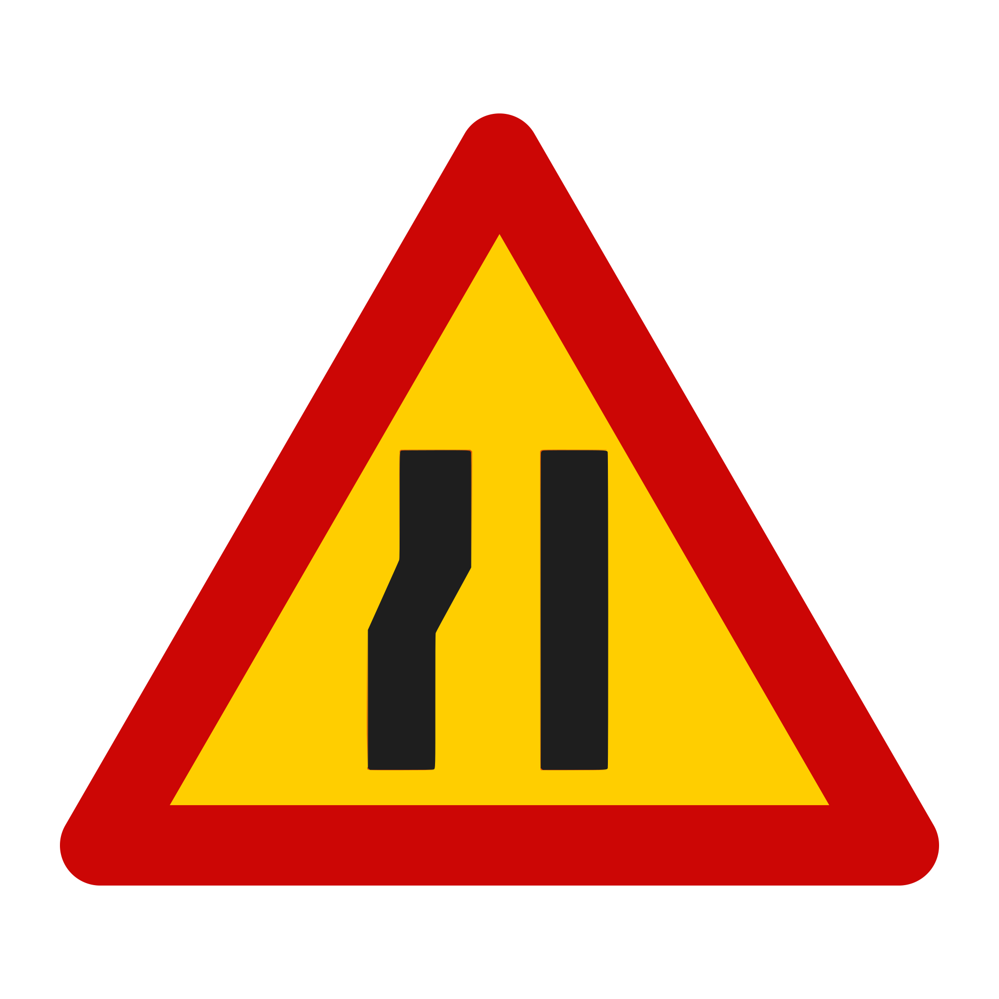 U3 Temporary Sign – Road Narrows on the Left, 90 cm, Class II