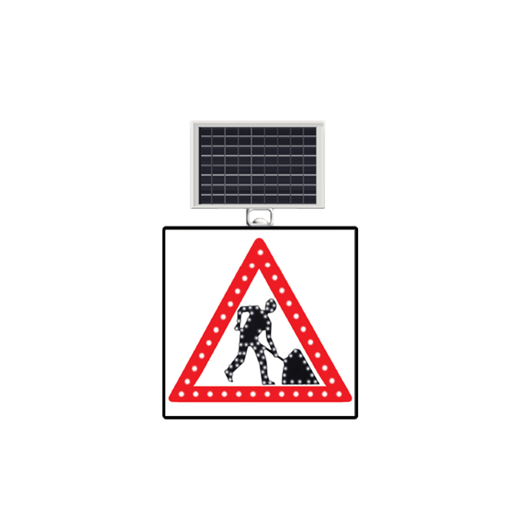 Lucrări, Solar LED, 60x60x4 cm, indicator rutier solar