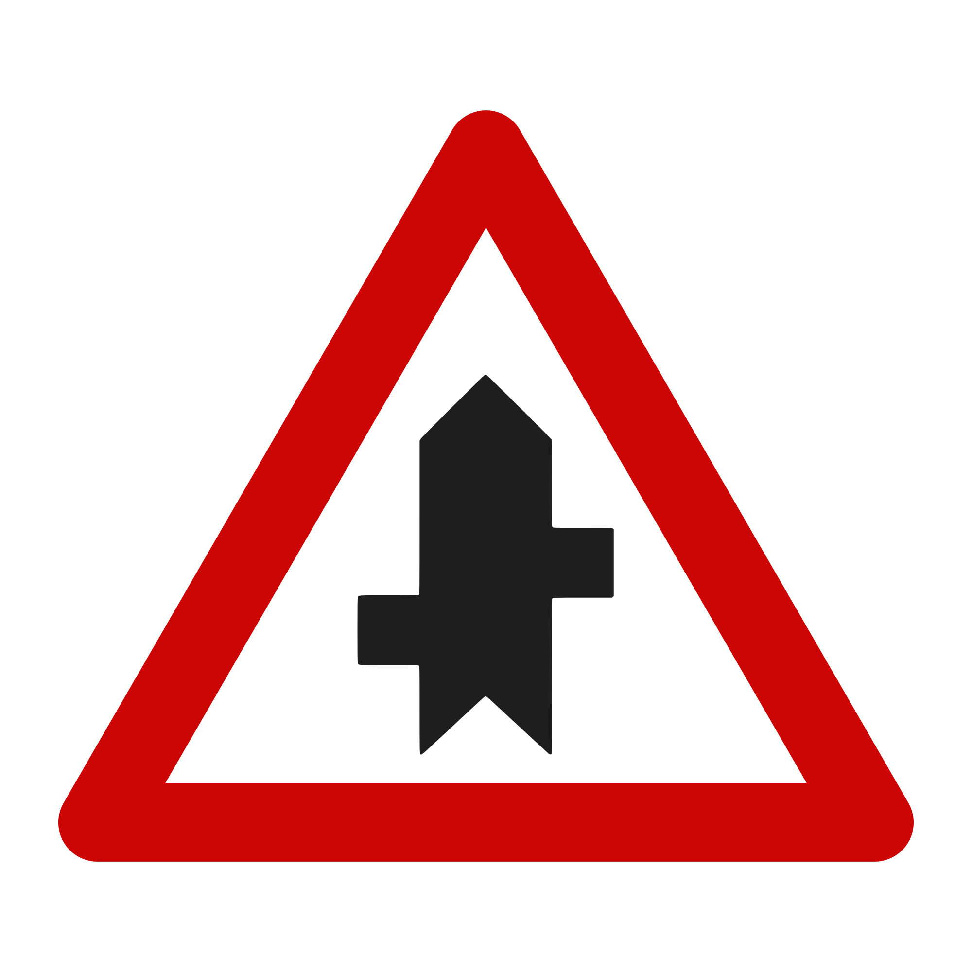Indicator A36 – Intersecții cu drumuri fără prioritate, decalate (prima pe stânga), 70 cm, Clasa I