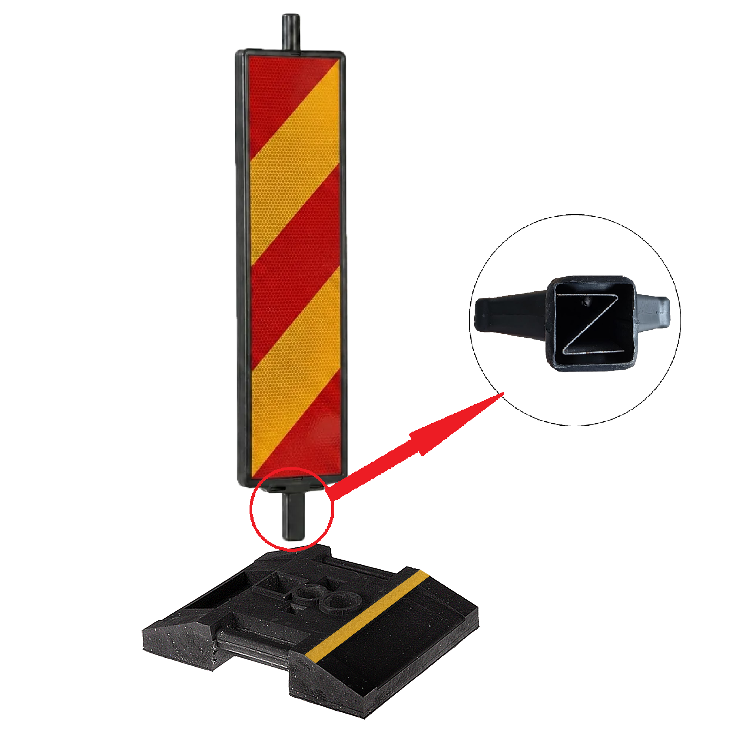 Baliză Direcțională Stânga/Dreapta cu Suport 15 Kg, include Z metal și benzi reflectorizante, CLASA II
