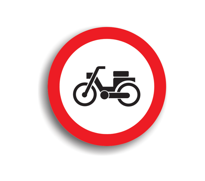 Accesul interzis mopedelor (ciclometrelor), indicatoare rutiere