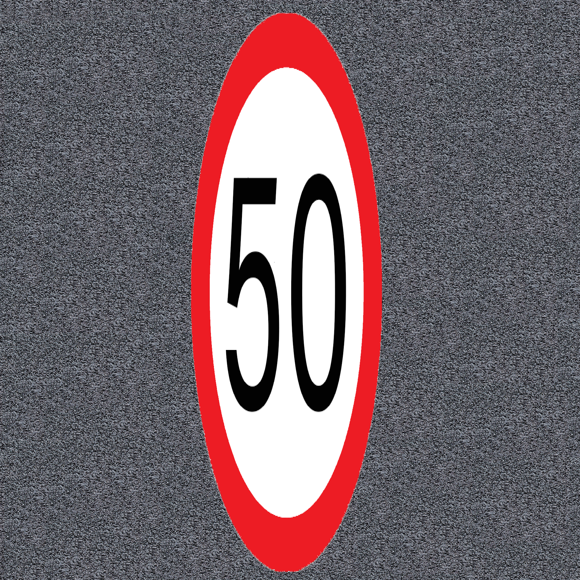 Preformate Termoplastice Aplicate la Cald, Inscripție Limitare de viteză 50 km/h, 100×300 cm